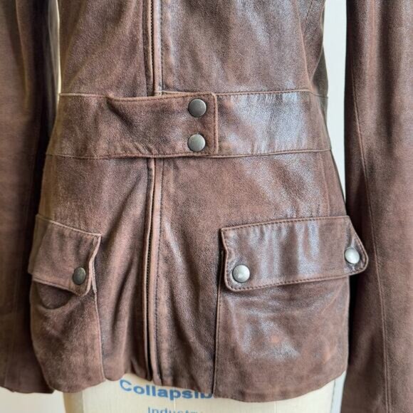 JOSEPH Brown Sueded Leather Biker Aviator Jacket - Picture 6 of 12